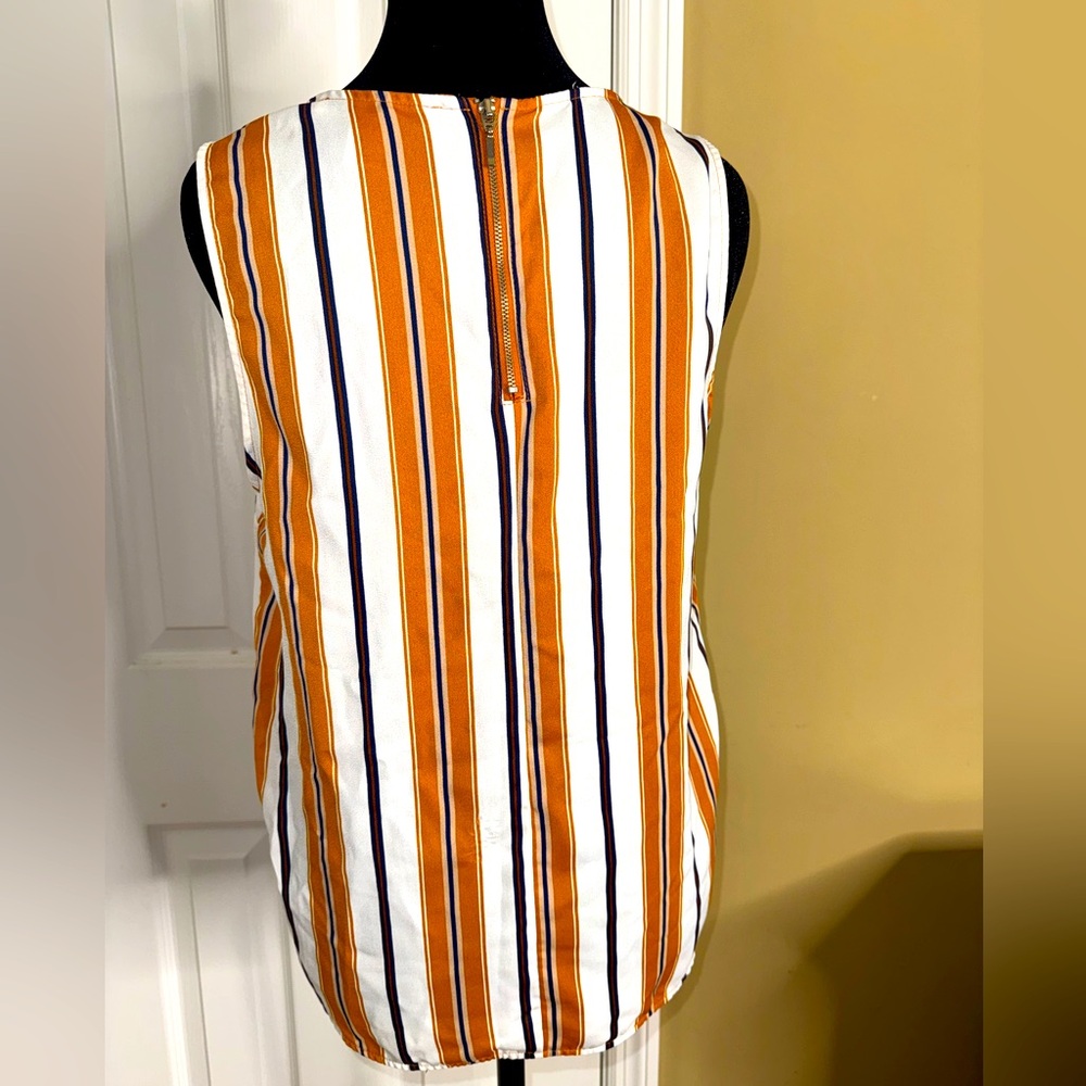 Small forever 21 Striped Sleeveless Top - Orange, White, and Black - Picture 4 of 6